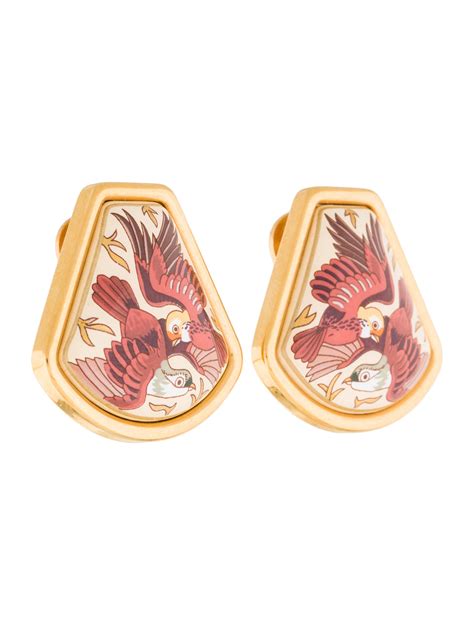 hermes enamel h earrings